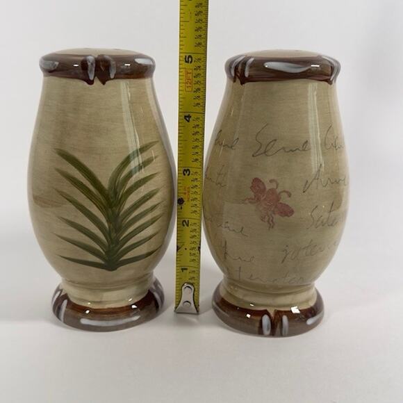 Tabletops Unlimited Bora Bora Salt & Pepper Shaker Set Palm Trees, Bamboo Edge - Picture 3 of 16